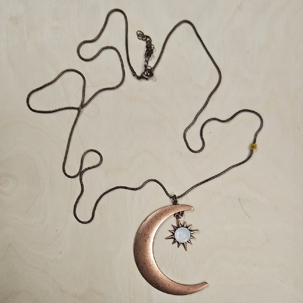 Elegant Crescent Moon Necklace with Sun Pendant